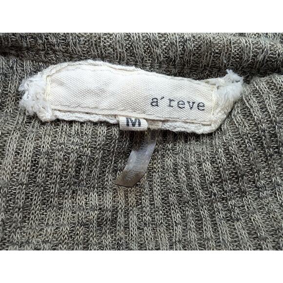 A'Reve Tunic Top Beige Cream Lace Ribbed Knit Shirt Misses Size M - Picture 5 of 6